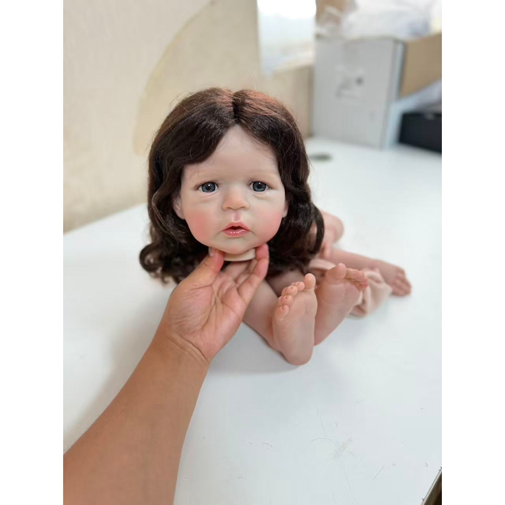 24 นิ้ว Sandie Reborn ตุ๊กตาเด็กผู้หญิง Kiy, ตัวผ้าพร้อมผมรากมือ