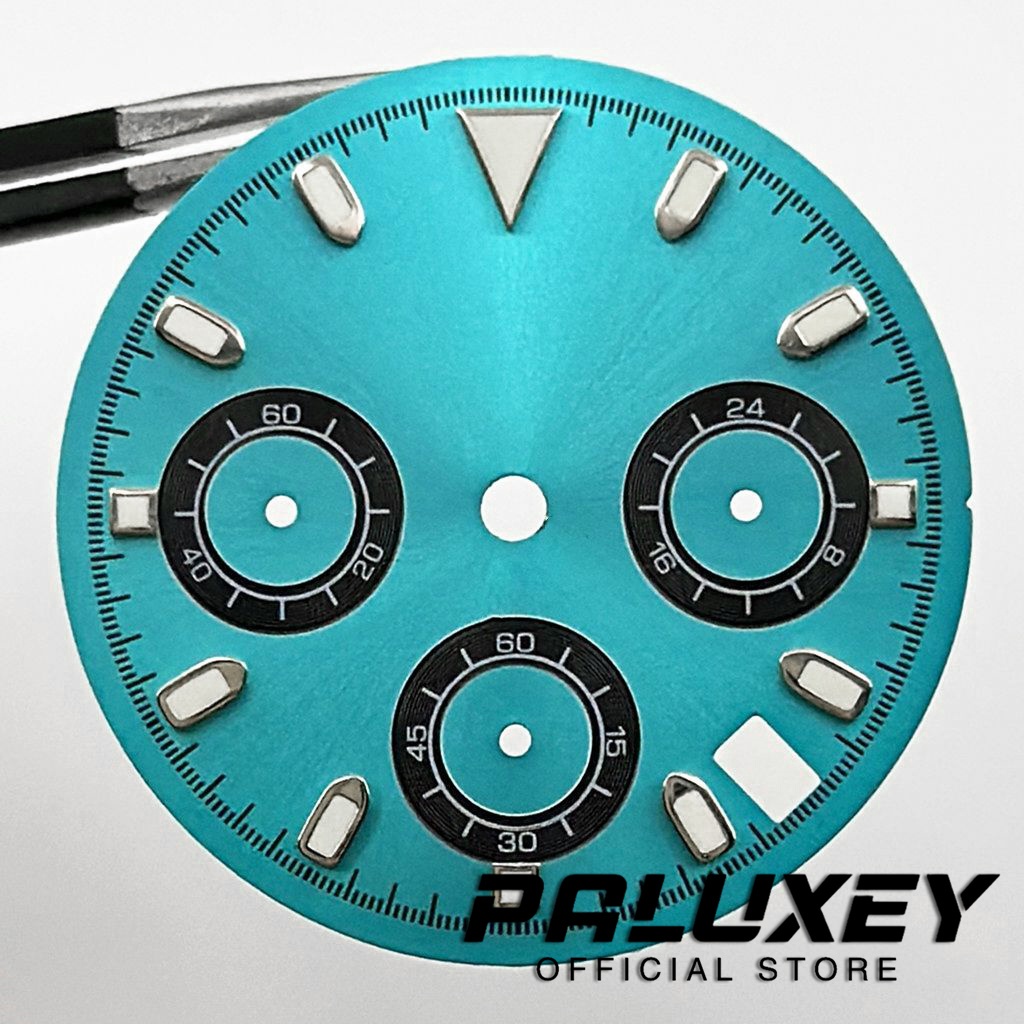 PALUXEY 29.5 มม.VK63 ปราศจากเชื้อนาฬิกาสีฟ้า Dial สีเขียว Luminous นาฬิกา Face เหมาะสําหรับ VK63 VK6