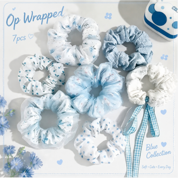 7PCS น่ารัก Scrunchies ชุดดอกไม้ผม Ties ผู้หญิงหญิงผ้านุ่มยืดหยุ่นผมแฟชั่นอุปกรณ์เสริมผม