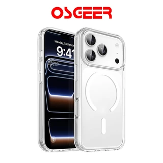 OSGEER เคสแม่เหล็กใส กันกระแทก กันเหลือง ฝาหลัง PC สำหรับ iPhone 17 18 Pro Max 16 Pro Max 15 Plus 14 13 12 11 Pro Max