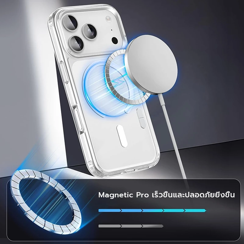 OSGEER แม่เหล็กกันกระแทกใสป้องกันสีเหลืองเคส PC ฝาหลังสําหรับ iPhone 18 17 Pro Max 16 Pro Max 15 Plus 14 13 12 11 Pro Max thumbnail 4