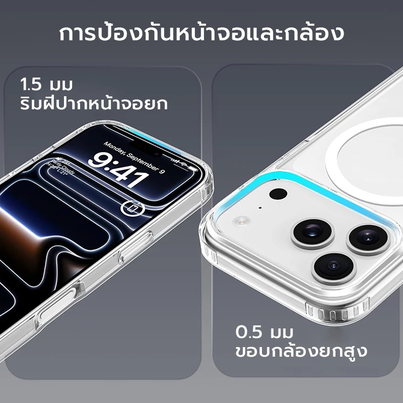 OSGEER แม่เหล็กกันกระแทกใสป้องกันสีเหลืองเคส PC ฝาหลังสําหรับ iPhone 18 17 Pro Max 16 Pro Max 15 Plus 14 13 12 11 Pro Max thumbnail 5