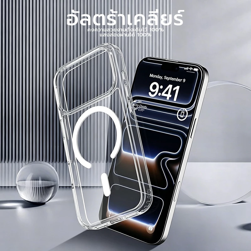 OSGEER แม่เหล็กกันกระแทกใสป้องกันสีเหลืองเคส PC ฝาหลังสําหรับ iPhone 18 17 Pro Max 16 Pro Max 15 Plus 14 13 12 11 Pro Max thumbnail 3