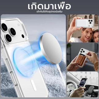 OSGEER เคสแม่เหล็กใส กันกระแทก กันเหลือง ฝาหลัง PC สำหรับ iPhone 17 18 Pro Max 16 Pro Max 15 Plus 14 13 12 11 Pro Max