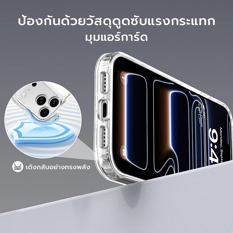 OSGEER แม่เหล็กกันกระแทกใสป้องกันสีเหลืองเคส PC ฝาหลังสําหรับ iPhone 18 17 Pro Max 16 Pro Max 15 Plus 14 13 12 11 Pro Max thumbnail 7