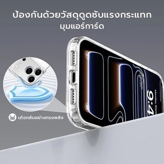 OSGEER เคสแม่เหล็กใส กันกระแทก กันเหลือง ฝาหลัง PC สำหรับ iPhone 17 18 Pro Max 16 Pro Max 15 Plus 14 13 12 11 Pro Max