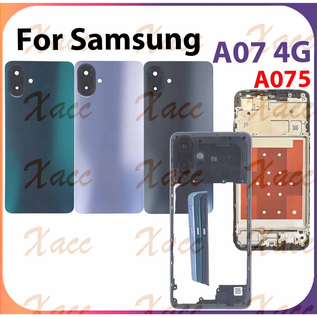 สําหรับ Samsung Galaxy A07 4G A075 แบตเตอรี่ฝาหลังชุดกรอบกลางปุ่มเลนส์กล้องกรอบ LCD กรอบด้านหน้าโทรศัพท์เปลี่ยนการติดตั้ง