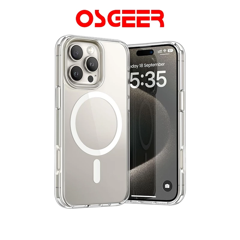 OSGEER แม่เหล็กกันกระแทกใสป้องกันสีเหลืองเคส PC ฝาหลังสําหรับ iPhone 18 17 Pro Max 16 Pro Max 15 Plus 14 13 12 11 Pro Max thumbnail 8