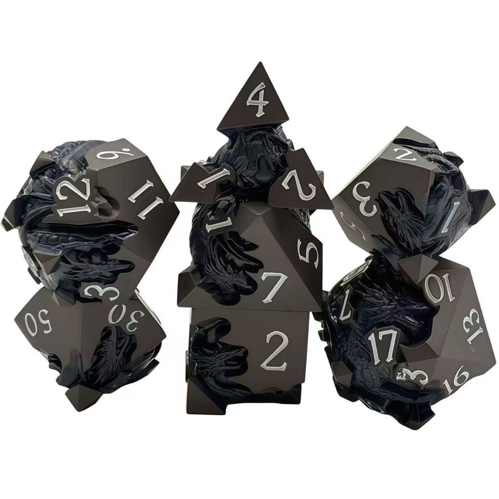 ลูกเต๋าโลหะ DND ชุดลูกเต๋าสําหรับเกมบทบาทเล่น, 7 ชิ้นโลหะ D & D ลูกเต๋า Dungeons Dragons พร้อมกล่อง,