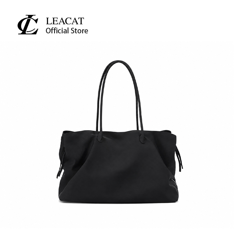 Leacat กระเป๋าโท้ทสไตล์เกาหลีทรงบล็อกสี มีช่องเก็บของหลายช่อง จุได้เยอะ ใช้ได้หลากหลายโอกาส ทั้งไปทํางานและลําลอง สะพายไหล่เดี่ยวได้