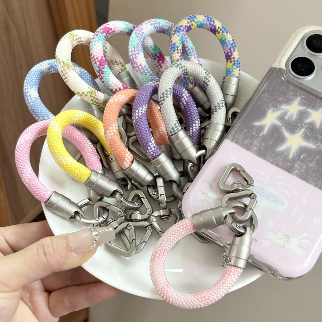 เชือกเส้นเล็กข้อมือโทรศัพท์มือถือพร้อมคลิปเคสโทรศัพท์เชือกเส้นเล็กป้องกันการสูญหายโซ่โทรศัพท์มือถือสั้นนิ้วสลิงกระเป๋าเสน่ห์จี้จี้ป้องกันการสูญ