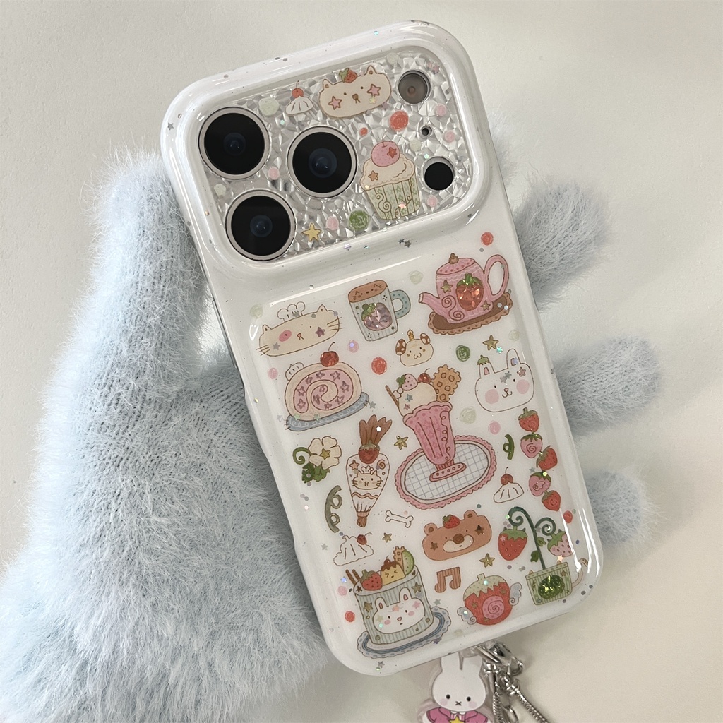 สําหรับ iphone Case 17 Pro Max 16 Pro Max 15 Pro Max เคสโทรศัพท์กระต่ายขนมหวาน