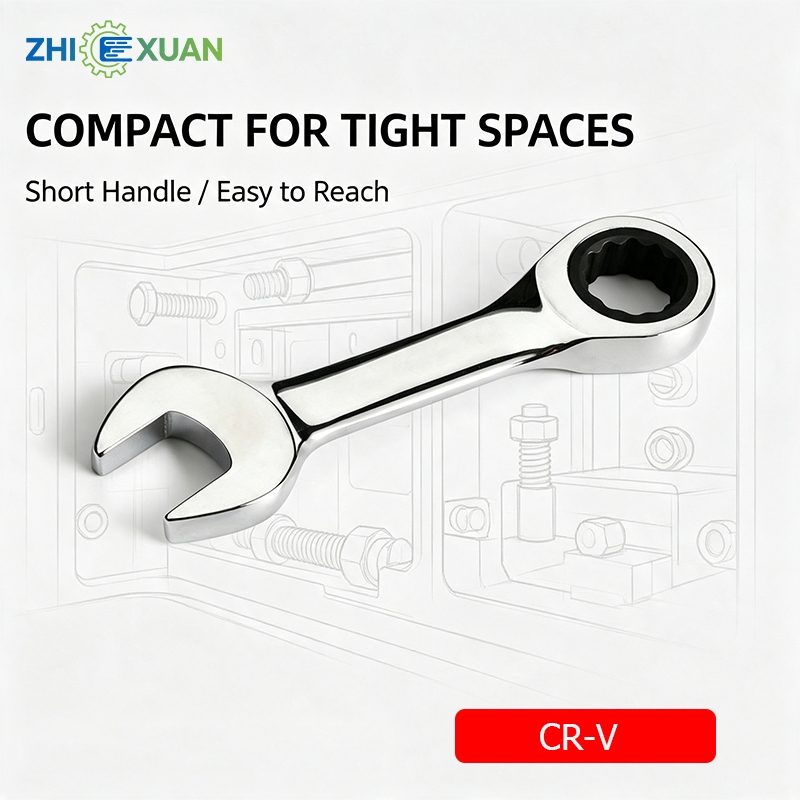 ZHI XUAN ประแจวงล้อด้ามสั้นมัลติฟังก์ชั่นประแจอเนกประสงค์ 72 tooth ratchet wrench