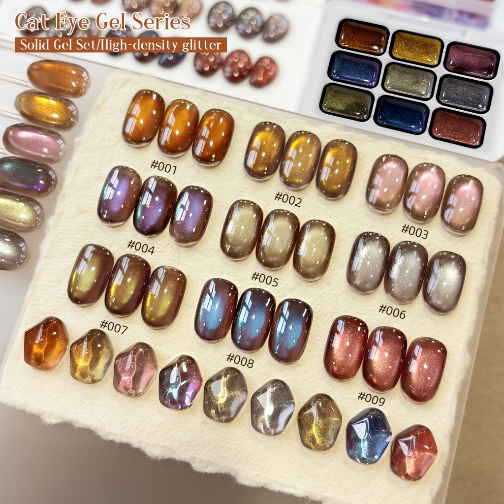 JILLRADIA Golden Brown Cats Eye Jiugongge เจลยาทาเล็บติดทนนาน Shining เหมาะสําหรับร้านทําเล็บ