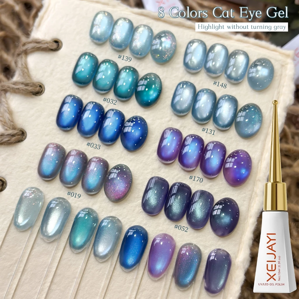 XEIJAYI 10ml-Super Bright Blue Cat Eye Gel ยาทาเล็บ, เหมาะสําหรับเล็บบ้าน diy