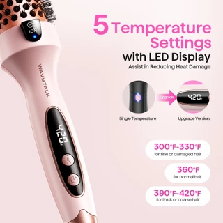 Wavytalk Thermal Brushes แปรงวงกลมร้อน 1.5 นิ้ว | เทคโนโลยีไอออนลบ[การตั้งค่าความร้อน 5 ระดับ] เครื่องม้วนผมแปรงร้อนแรงดันสากล