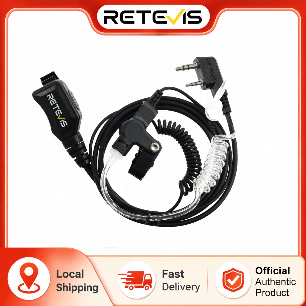 Retevis Walkie Talkie หูฟังพร้อมไมโครโฟนปรับระดับเสียงปรับ kenwood 2 Pin สําหรับ BAOFENG วิทยุชุดหูฟัง