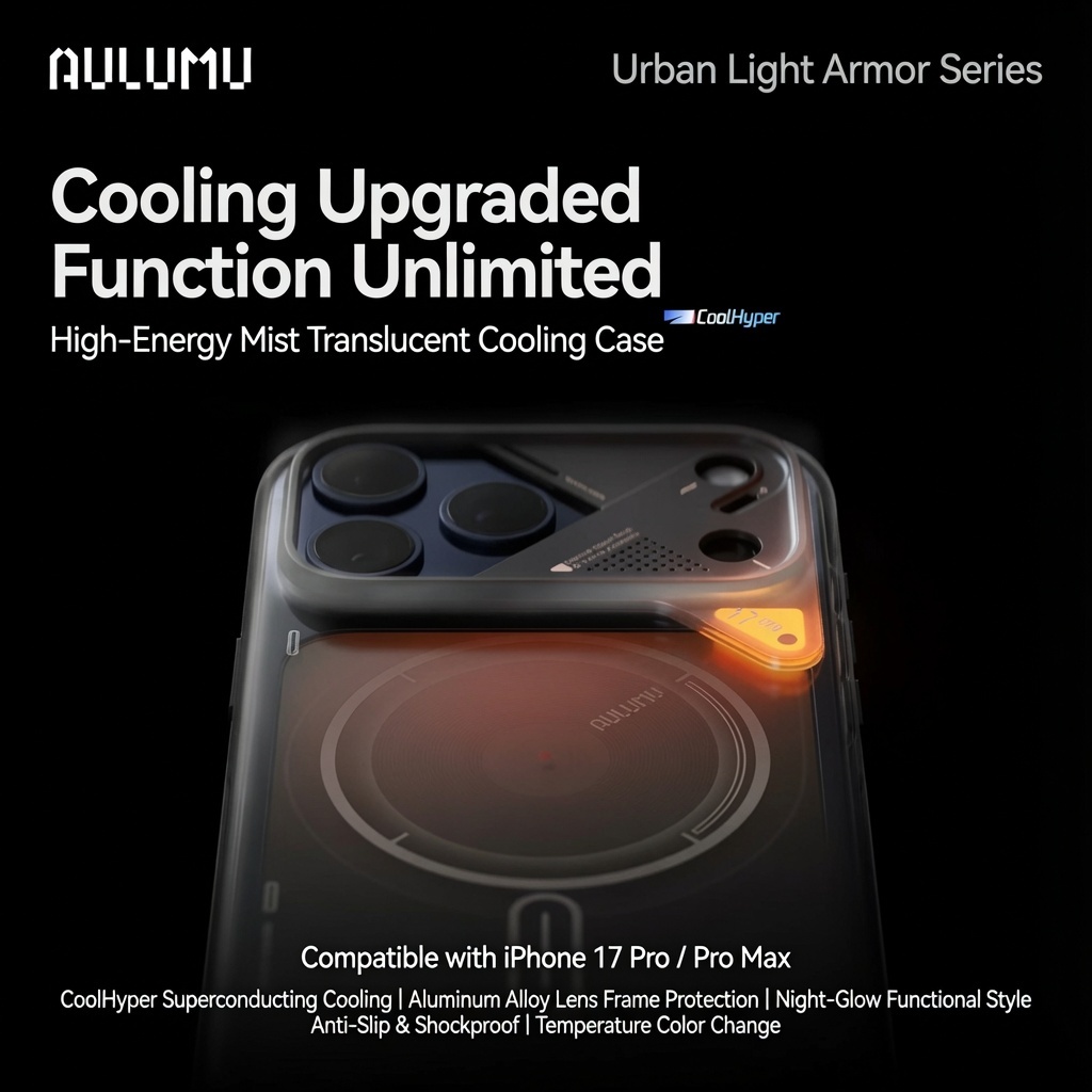 AULUMU A17 High-Energy Mistโปร่งแสงCooling MagSafeสําหรับiPhone 17 Pro/Pro Max MagSafe Night-Glow Te