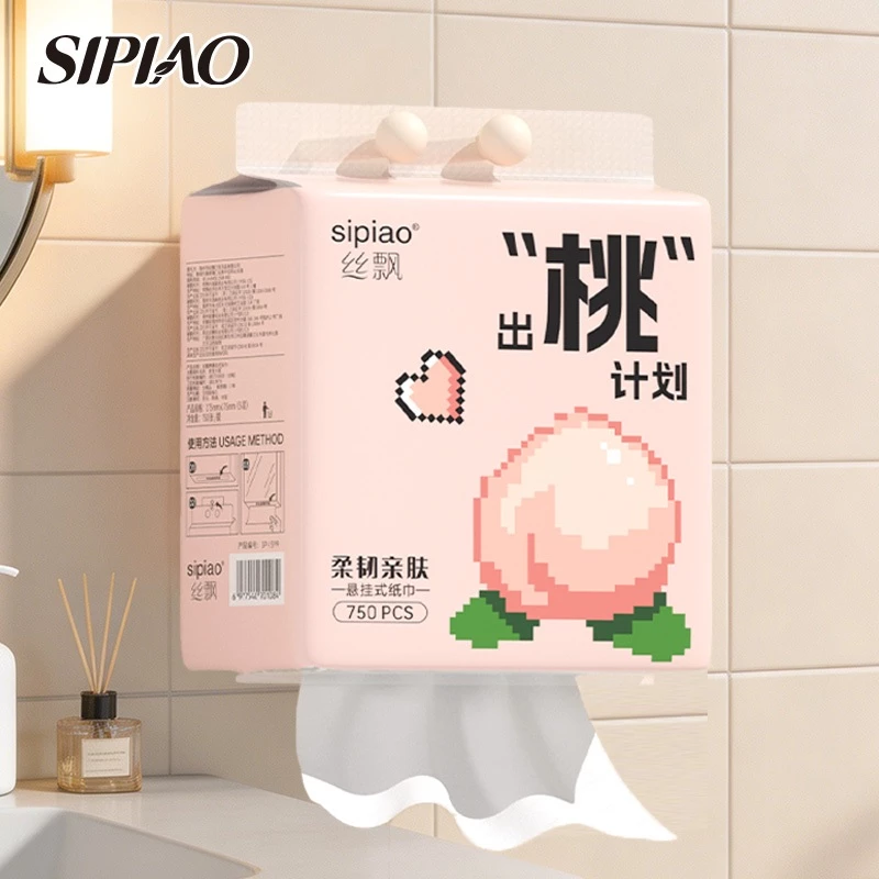 5 แพ็ค SIPIAO กระดาษเช็ดหน้าแบบแขวน – กระดาษทิชชู่ติดผนัง กระดาษชําระ 175*175 มม. ,หนา 5 ชั้น (1399-5)