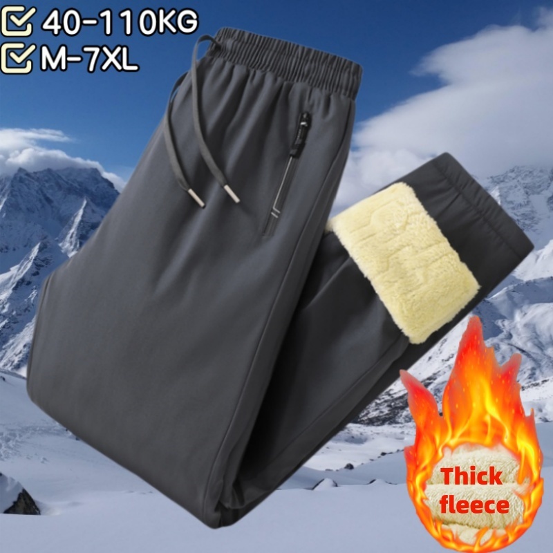 [สวมใส่ 40-100 กก.] M-6XL ฤดูหนาวแนวโน้ม Plus ขนาดยืด Quick-Drying Casual ตรงกางเกงผู้ชาย Windproof กันน้ํากางเกงหลวมสวมใส่ด้านนอก