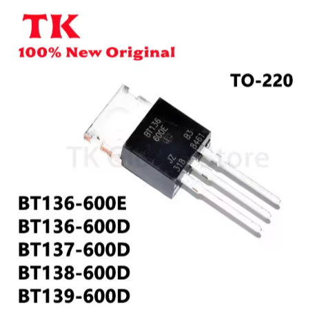 5PCS ใหม่ Original BT136-600E BT136-600D TO220 BT136 600D TO-220 BT136-600 TRIAC BT137-600D BT138-60