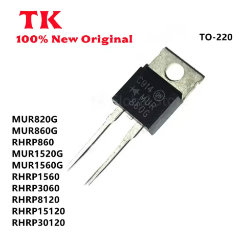5PCSMUR860 MUR1560G RHRP1560 RURP8120 RURP15120 RURP3060 RHRP860 RHRP30120 TO-220 คุณภาพ 100% ในสต็อ