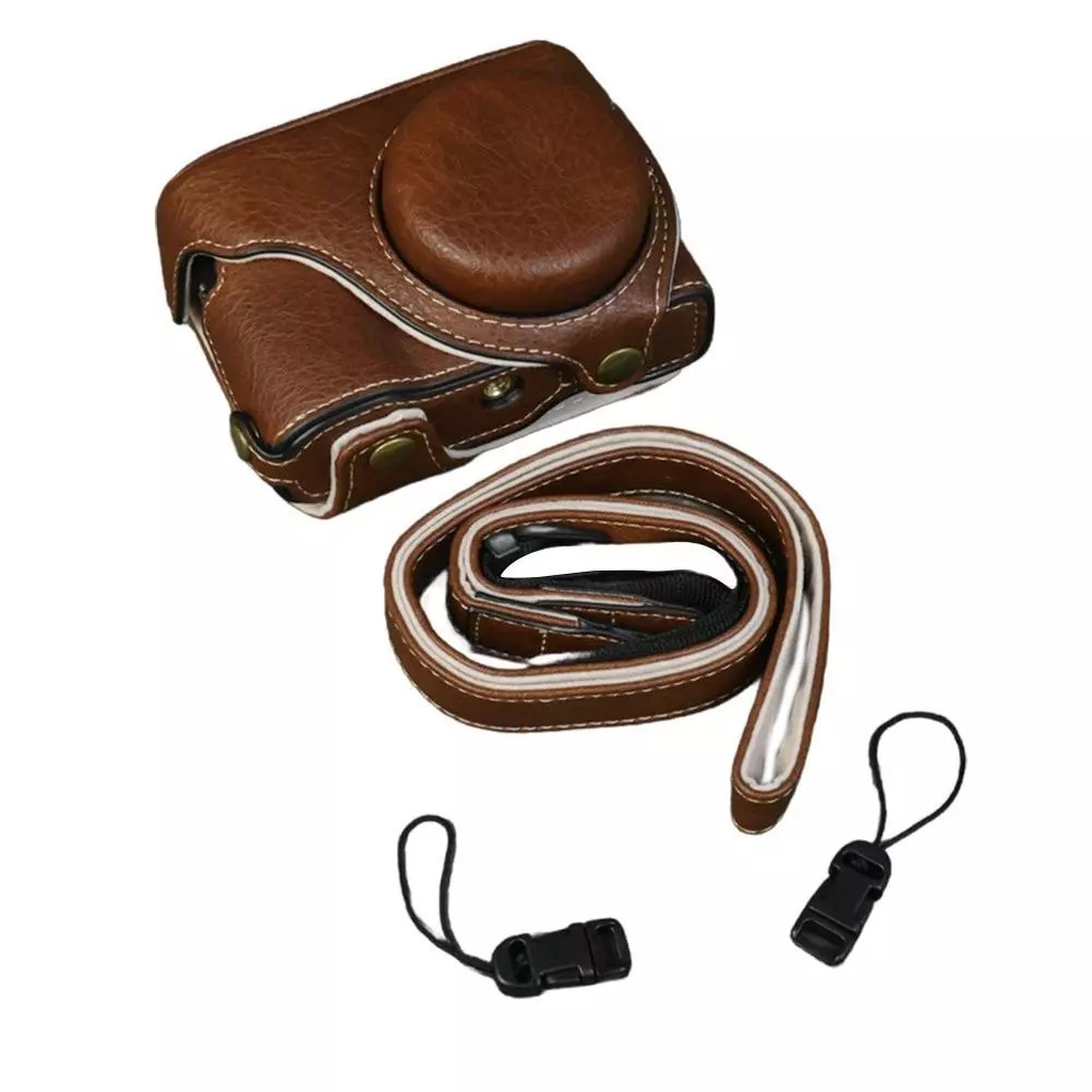 Retro PU กระเป๋ากล้องหนังเคสแข็งครึ่งสายสําหรับกล้อง Panasonic ZS300 TZ300