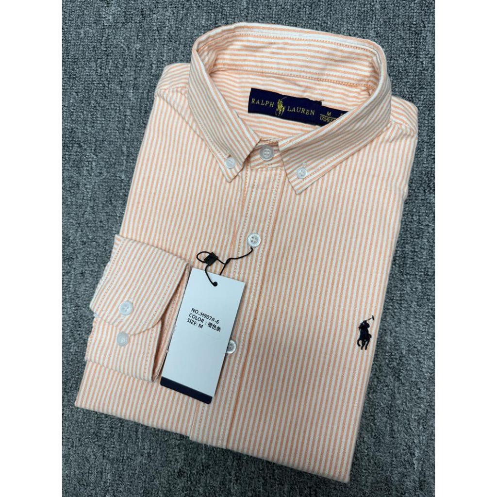เสื้อเชิ้ตลาย เสื้อเชิ้ตแขนยาวผู้ชาย Oxford Spinning ฤดูใบไม้ร่วงธุรกิจลําลองปกติดกระดุมด้านบน