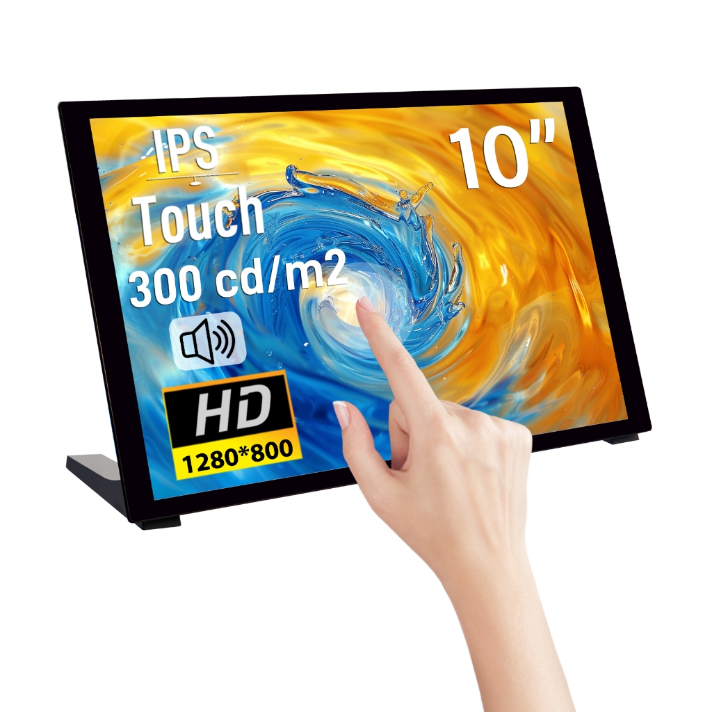 52Pi 10.1 นิ้ว 1280x800 WXGA หน้าจอสัมผัสแบบ Capacitive พร้อมลําโพง, Mount Hole สําหรับ Raspberry Pi