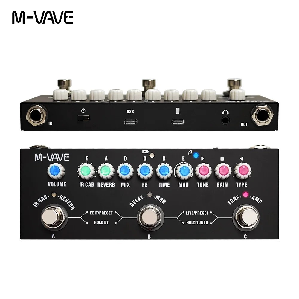 (จัดส่ง 24 ชม.) M-VAVE CUBE BABY มัลติเอฟเฟกต์เหยียบสําหรับกีตาร์ไฟฟ้า 8 ตู้ IR จําลองเหยียบแบบชาร์จไฟได้