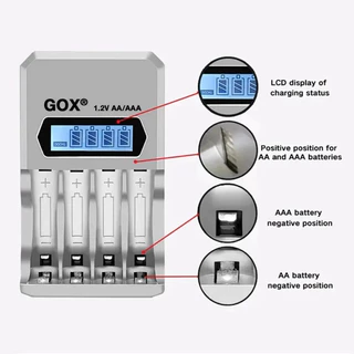 Energizer AA/AAA NiMH แบตเตอรี่แบบชาร์จไฟได้ + เครื่องชาร์จแบตเตอรี่อัจฉริยะจอแสดงผล LCD 4 ช่อง