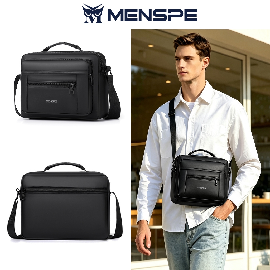 MENSPE กระเป๋าสะพายแฟชั่น Cross Body Bag Casual Handbag Multi Pocket Design ความจุขนาดใหญ่กันน้ําน้ําหนักเบา Casual Sport Street Bag