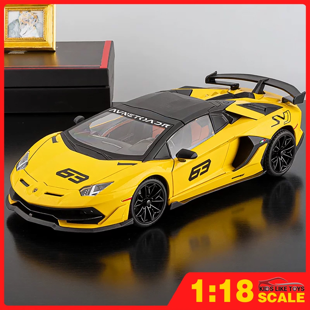 KLT 1:18 Aventador SVJ 63 โมเดลรถเหล็กรถโลหะผสมของเล่นของขวัญสําหรับเด็กเด็กผู้หญิง