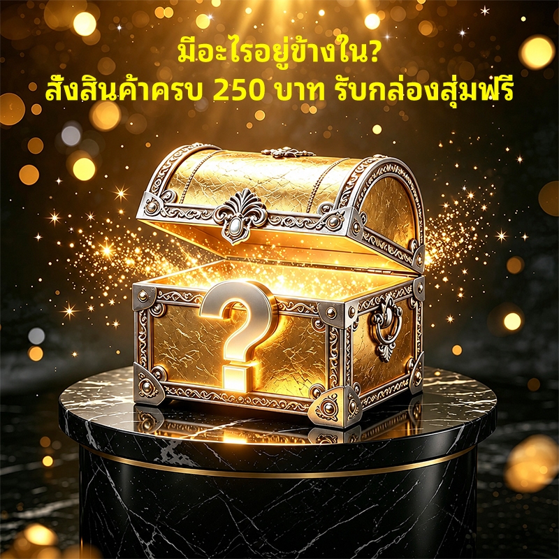 แจกกล่องของขวัญลับฟรี สั่งสินค้าครบ 250 บาท รับทันที