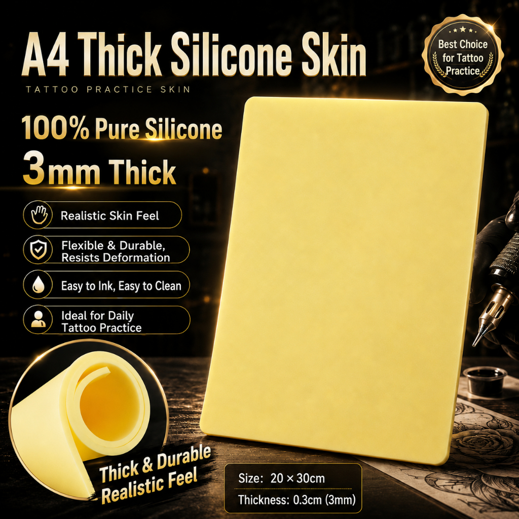 100% Pure ซิลิโคน Tattoo Practice Skin A4 หนา 3 มม.ที่สมจริงปลอม Skin Pad Tattoo การฝึกอบรมแผ่นสําหรับศิลปินเริ่มต้น