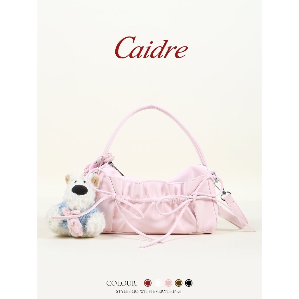 Caidre กระเป๋าสะพายข้างกระเป๋าถือโบว์จีบสาวน่ารัก