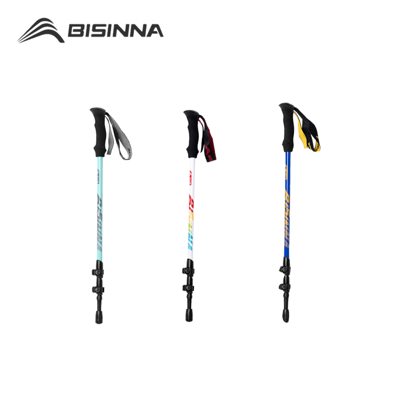 BISINNA Trekking Poles อลูมิเนียมภายนอกล็อคปีนเขา Stick แบบพกพา Telescopic Hiking Travel Walking Sticks