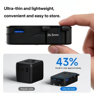 MOJUE C706 หัวแปลงปลั๊กต่างประเทศ 45W Travel Adapter มาพร้อม ช่อง USB-C และ USB-Aหัวแปลงปลั๊กต่างประเทศ 200 ประเทศ