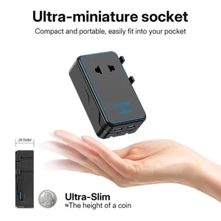 MOJUE C706 หัวแปลงปลั๊กต่างประเทศ 45W Travel Adapter มาพร้อม ช่อง USB-C และ USB-Aหัวแปลงปลั๊กต่างประเทศ 200 ประเทศ