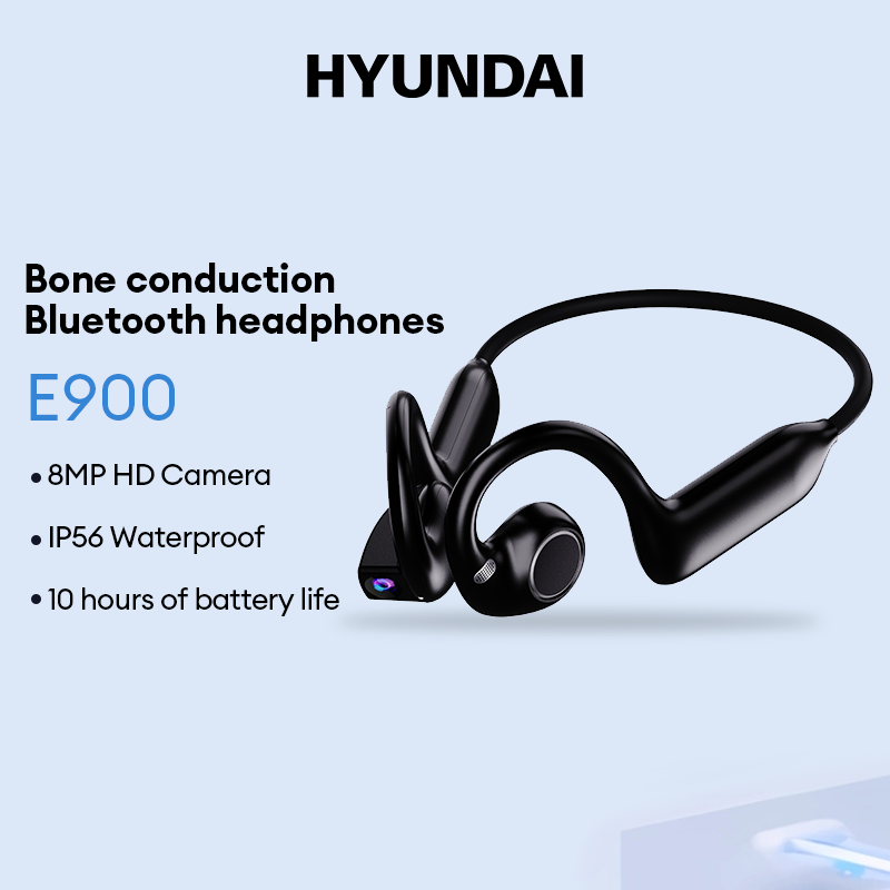 HYUNDAI E900 หูฟังบลูทูธการนํากระดูกพร้อมกล้อง HD 8MP การโทร HD IP56 หูฟังกีฬาวิ่งกันน้ํา
