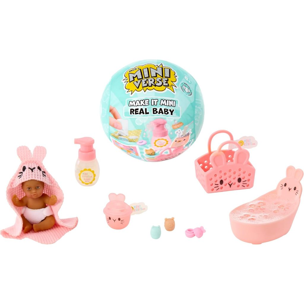 MGAs Miniverse Make It Mini Real Baby Nurture-Mystery Packaging, Baby Care Theme Mini Collectibles, 