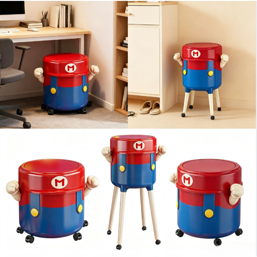 [Homyl1] ถังและล้อถังเก็บขยะ Pail คอนเทนเนอร์ขยะถังขยะสําหรับห้องน้ํา Vanity Garage ห้องนอน RV