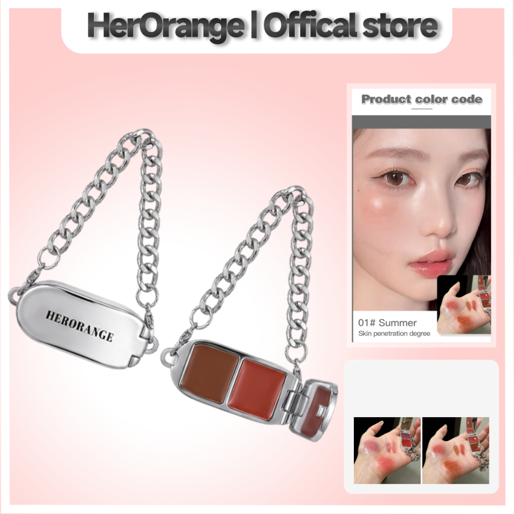 HerOrange Chain Lip Cheek Cream Lip Gloss Portable Mirror [ลิป] HR1089