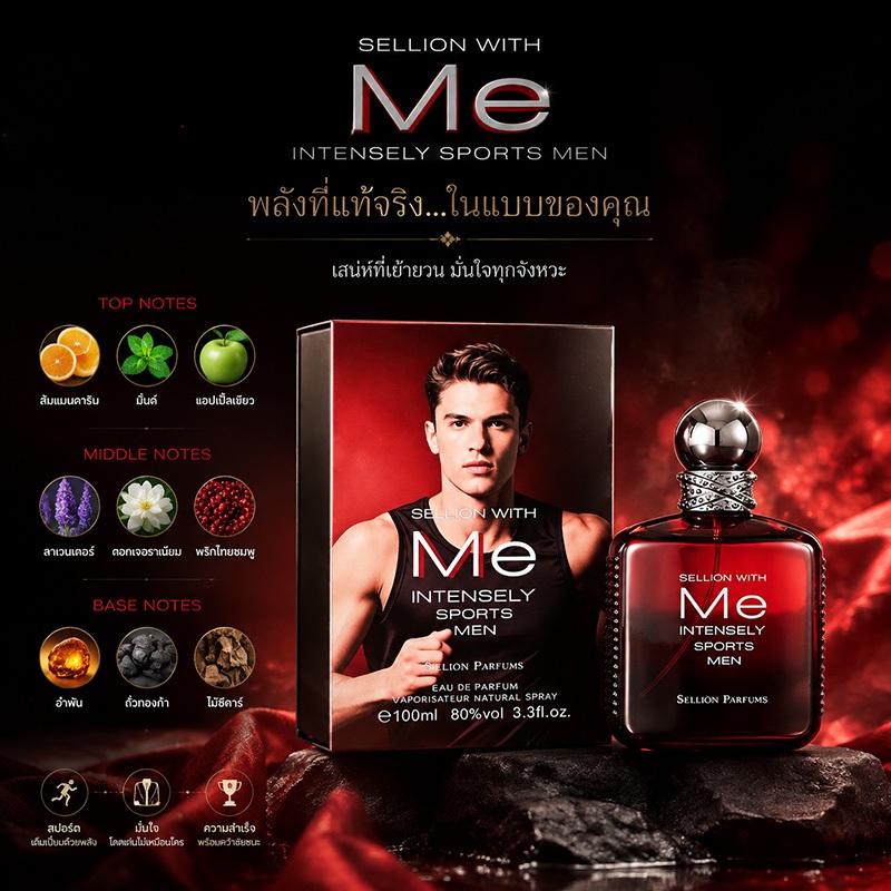 Selling With Me Intensely Sports Men Eau de Parfum 100ml, Long Lasting Sporty Masculine Perfume for 