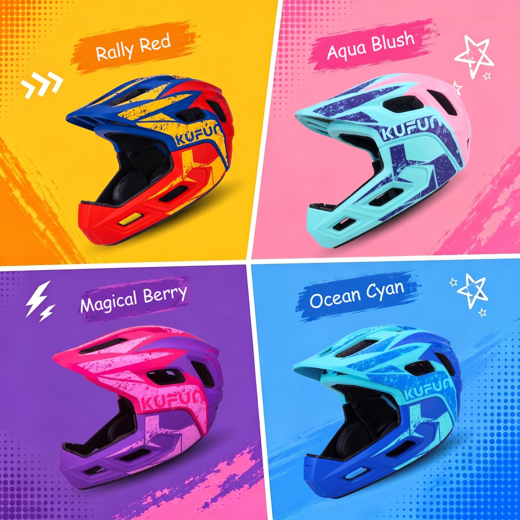 KUFUN Kids Full Coverage Helmet Children Scooter Skate Bike Riding Safety Helmet