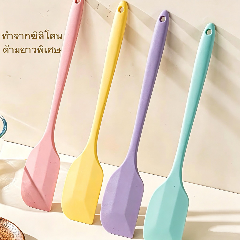 พลั่ววัสดุซิลิโคนเกรดอาหารขนาดยาวด้ามยาวพลั่วทําอาหารพลั่วอบสี่สีสามารถเลือกได้