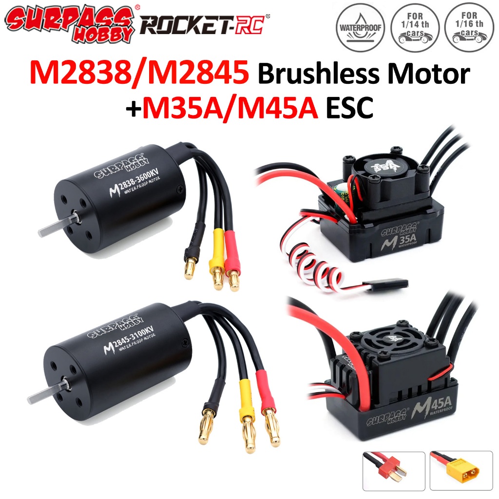 SURPASS HOBBY M2838 M2845 กันน้ํามอเตอร์ไร้แปรง M35A M45A ESC สําหรับ 1/12 1/14 1/16 RC รถ Crawler เ