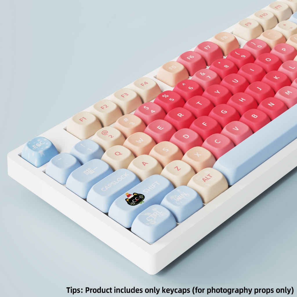 Apple Cat MOA Profle Keycaps 121 คีย์ห้าด้าน Dye Sub PBT Keycaps สําหรับคีย์บอร์ดแบบกลไก