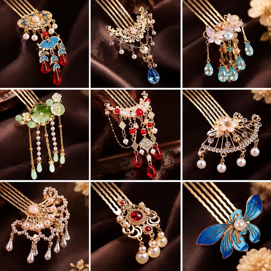 ใหม่สไตล์จีน Elegant Retro Temperament แฟชั่นหวีผมสไตล์จีน High-End Fringe Hairpin อุปกรณ์เสริมผม