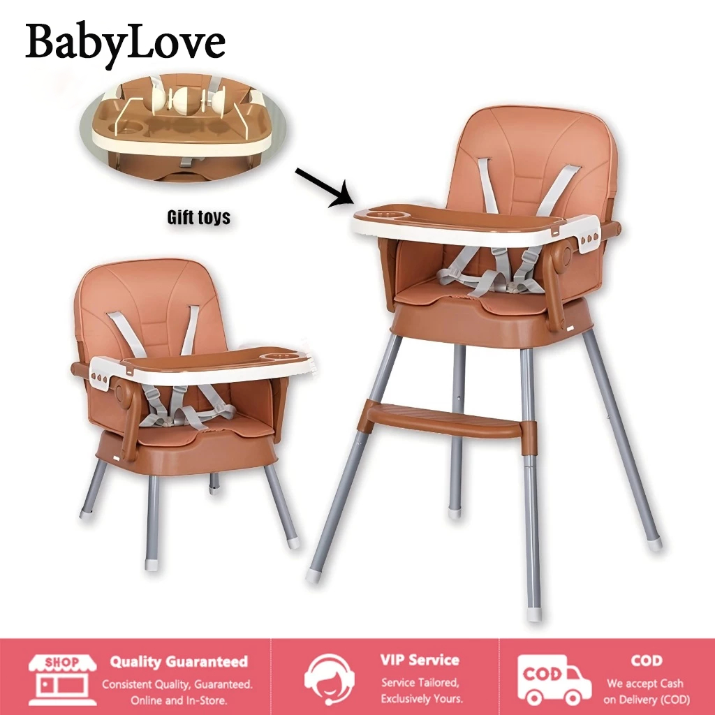 Babylove เก้าอี้อาหารเด็กมัลติฟังก์ชั่น เก้าอี้เท้าสูงพับ เก้าอี้โต๊ะอาหาร